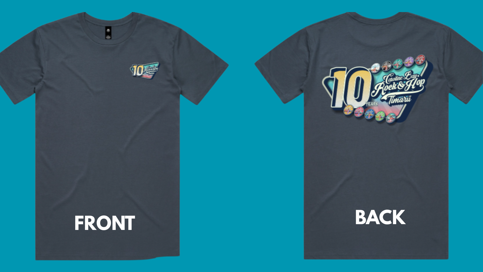 2026 10 Year Celebration Petrol Blue Tee Shirt
