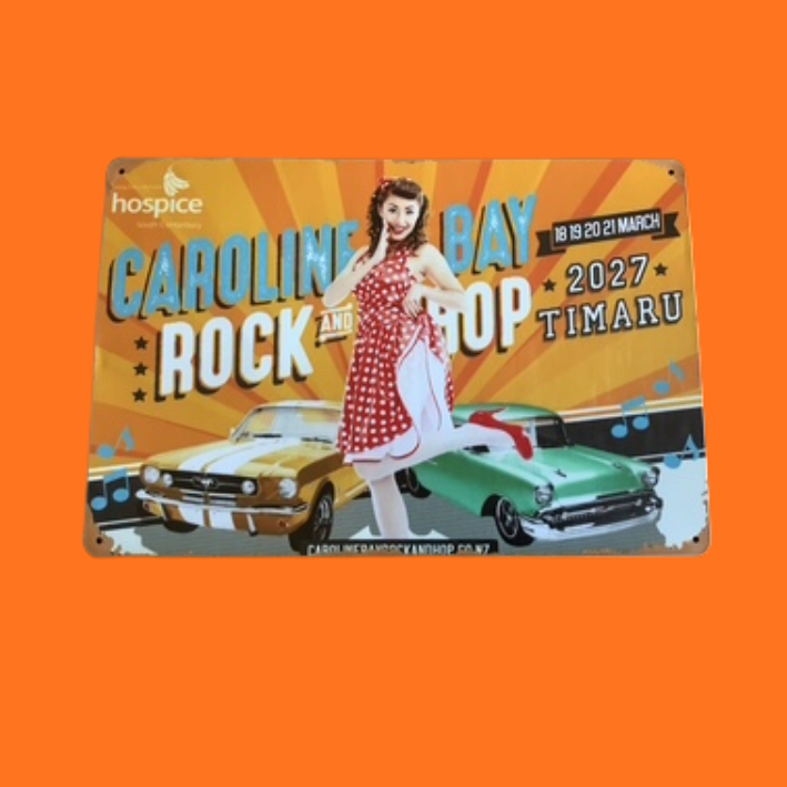 2027 Caroline Bay Rock and Hop Banner Tin Sign