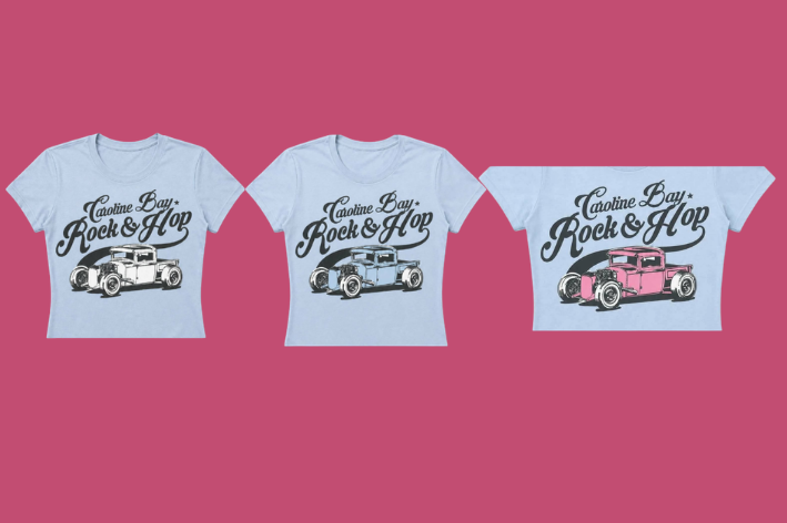 Ladies Powder Blue Tee Shirt - White Print