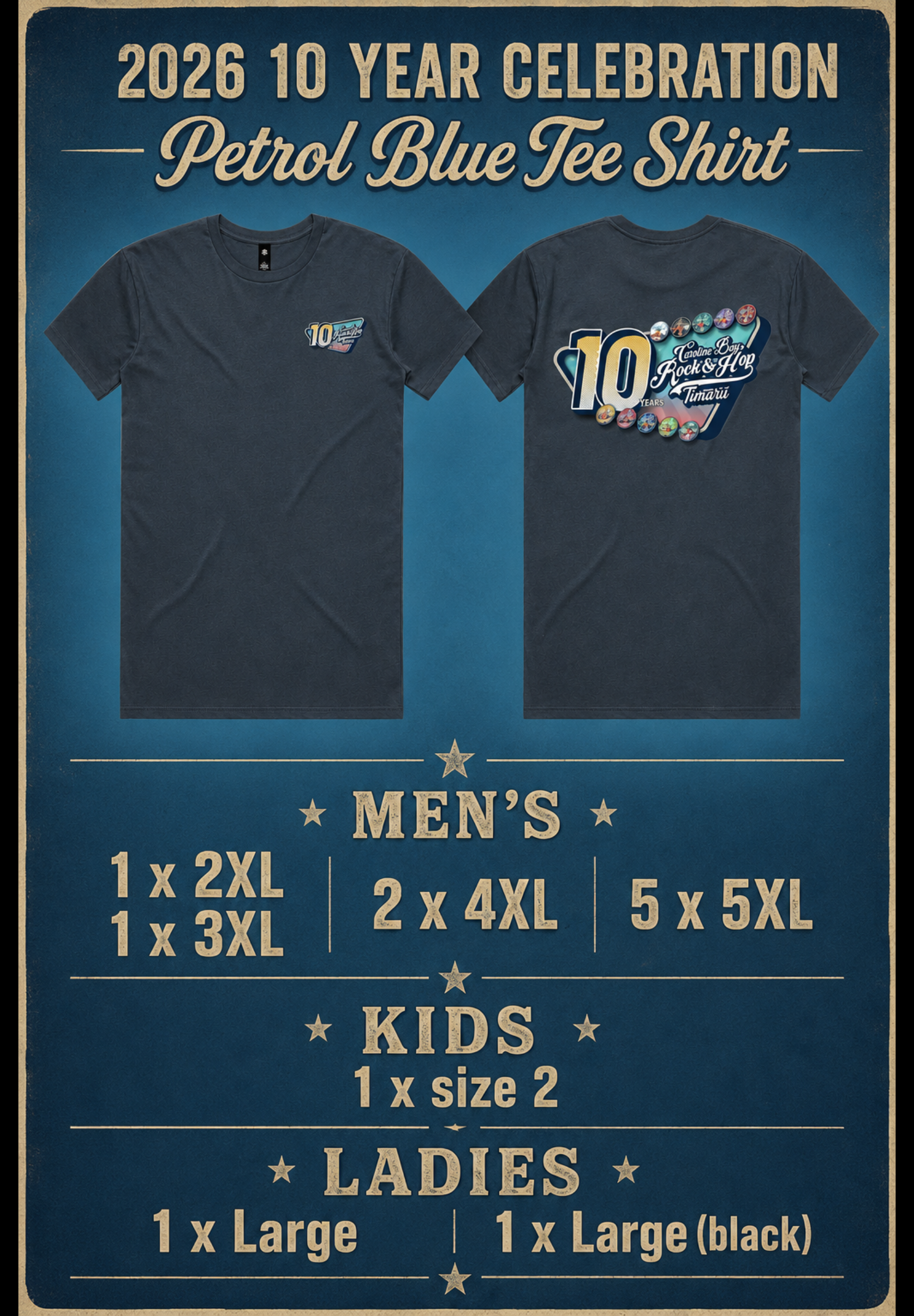 SALE - 2026 Ladies 10 Year Celebration Tee Shirt. Postage included in price.